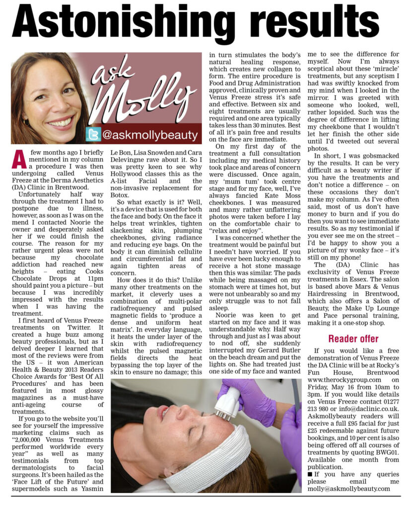 Chronicle Molly Derma Aesthetics Clinic Treatment Venus Freeze